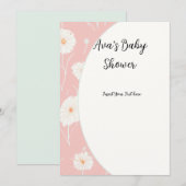 Faire-part plats rose Puff de pissenlit (Devant / Derrière)