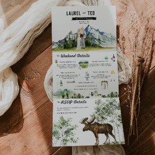 Faire-part pliable en trois volets pour mariage ru