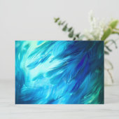 Faire-part Plume Abstrait Bleu Vert (Debout devant)