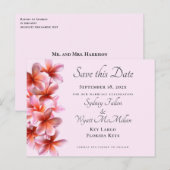 Faire-part Plumeria rose Enregistrer la date Carte postale pe (Devant / Derrière)