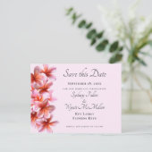 Faire-part Plumeria rose Enregistrer la date Carte postale pe (Debout devant)