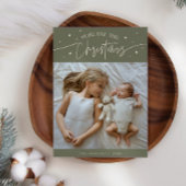 Faire-part Plus d'amour Ce Noël Sage Green Photo Naissance