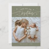 Faire-part Plus d'amour Ce Noël Sage Green Photo Naissance (Devant)