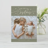 Faire-part Plus d'amour Ce Noël Sage Green Photo Naissance (Debout devant)