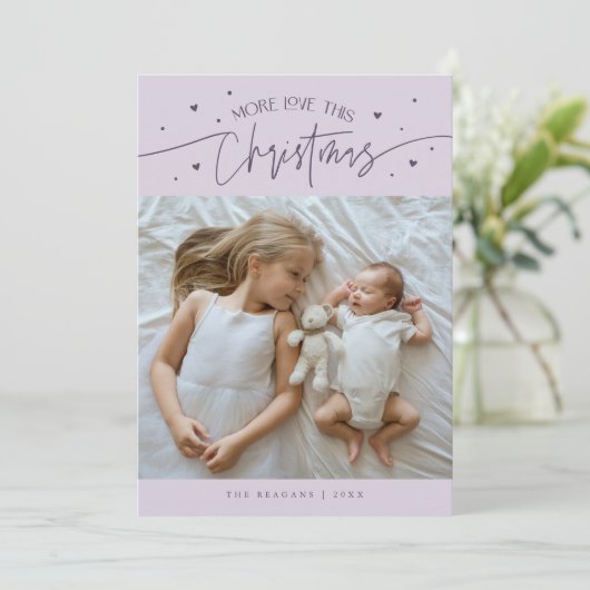 Faire-part Plus d'amour Cette photo violet de Noël Naissance (Debout devant)