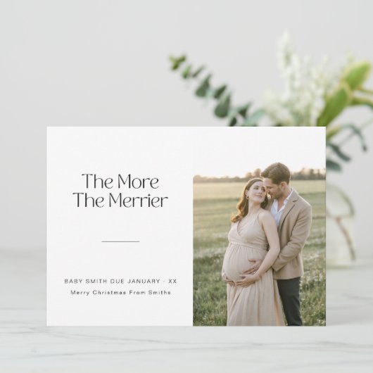 Faire-part Plus La Grossesse De Noël Verte Plus Merrier (Debout devant)