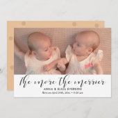 Faire-part Plus la photo de naissance jumelle est sympa (Devant / Derrière)