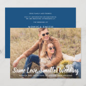 Faire-part Plus petit mariage même amour Photo Bleu Classique (Devant / Derrière)