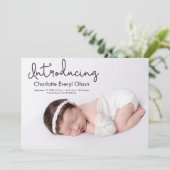 Faire-part Poignée moderne Introduction photo bébé fille (Debout devant)