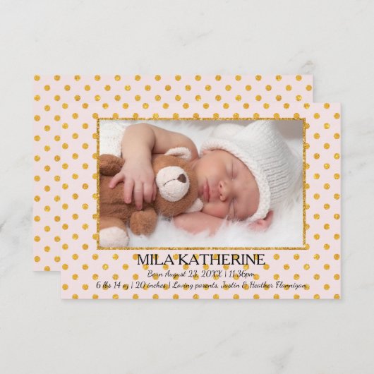 Faire-part Points de Parties scintillant or rose pâle 3x5 Fai (Devant / Derrière)