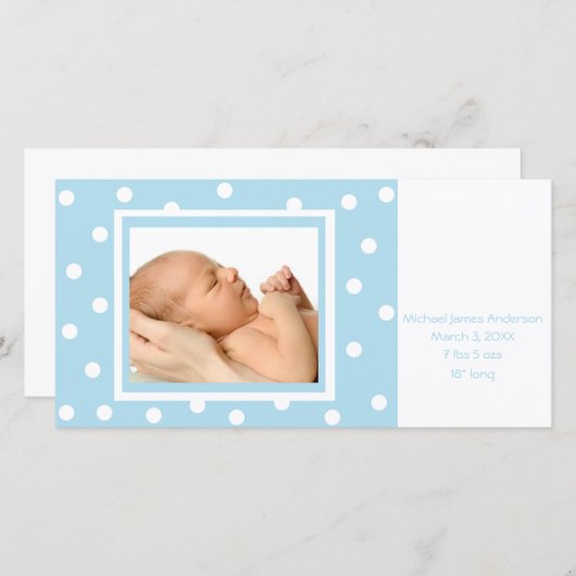 Faire-part Points en points (bleu) (Devant / Derrière)