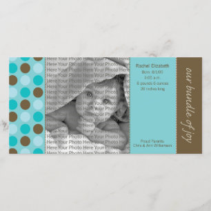 Faire-part pois Turquoises et Brown 8x4