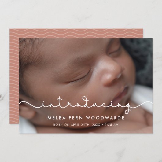 Faire-part Police mignonne simple Introduction photo bébé (Devant / Derrière)