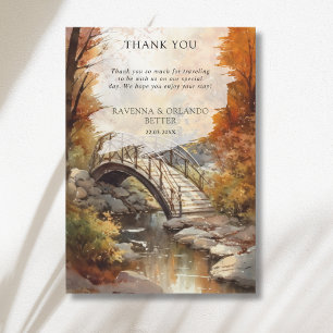 Faire-part Pont de bois automnal à l'aquarelle Merci de l'aut