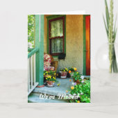 Faire-part Porche avec chaise rembourrée - Nous avons Déplacé (Devant)