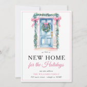 Faire-part Porte de Noël rose moderne Nouvelle Maison Vacance (Devant)