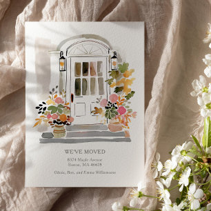 Faire-part Porte d'entrée florale aquarelle Nous avons déména