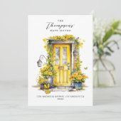 Faire-part Porte fleurie jaune Nous avons déplacé la photo Dé (Debout devant)