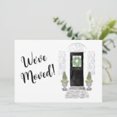 Faire-part Porte noire à l'aquarelle Nous avons déménagé  (Debout devant)