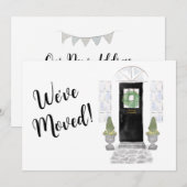 Faire-part Porte noire à l'aquarelle Nous avons déménagé  (Devant / Derrière)