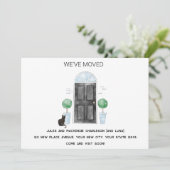 Faire-part Porte noire et chat Nous avons déménagé Nouvelle m (Debout devant)