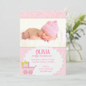 Faire-part Porte rose Bébé Fille Photo Naissance (Debout devant)