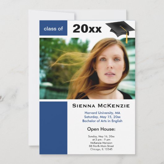 Faire-part Portes ouvertes de la remise des diplômes Bleu) (Devant)