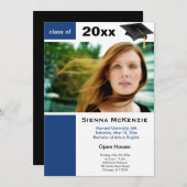 Faire-part Portes ouvertes de la remise des diplômes Bleu) (Devant / Derrière)