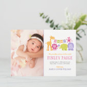 Faire-part Portrait de naissance de petite fille aux animaux (Debout devant)