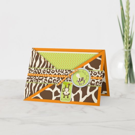 Faire-part Poster de animal Safari Monkey & Pacifier (Devant)
