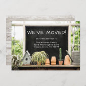 Faire-part Pot de grange rustique Nous avons déménagé (Devant / Derrière)
