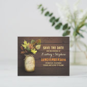 Faire-part pot de maçon & feuilles d'automne carte postale de (Debout devant)