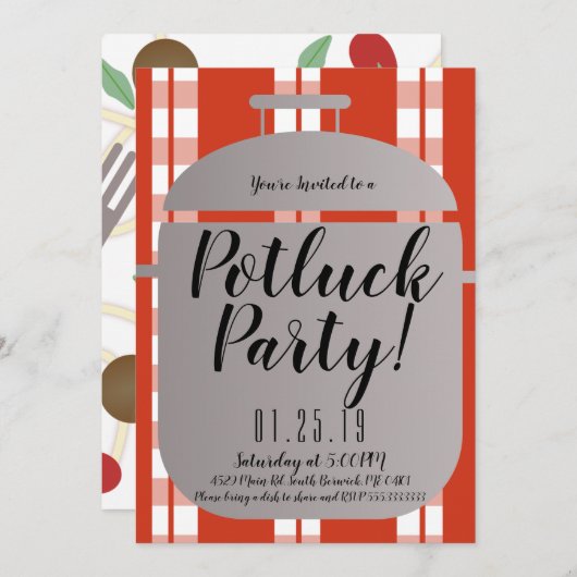 Faire-part Pot Luck Spagetti Dîner Diner Italien (Devant / Derrière)