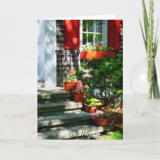 Faire-part Pots de fleurs et volets rouges (Devant)