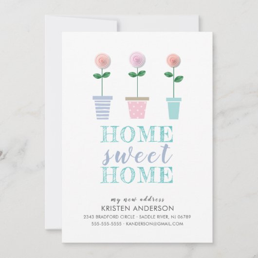 Faire-part Pots Fleurs mignons Nouvelle adresse Moving Faire- (Devant)