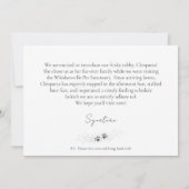 Faire-part pour animaux de compagnie noir et blanc (Dos)