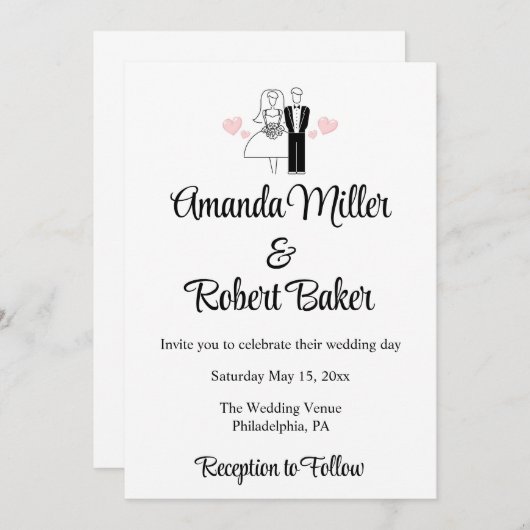 Faire-part pour les mariés (Devant / Derrière)