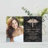 Faire-part pourpre d'obtention du diplôme de (Debout devant)