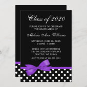 Faire-part pourpre d'obtention du diplôme de pois (Devant / Derrière)