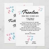 Faire-part Première Fête des pères pour jumeaux (Devant / Derrière)