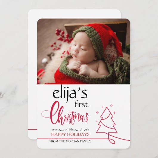 Faire-part Première photo de Noël (Devant / Derrière)