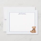 Faire-part Preppy Blue Striped Teddy Bear Nursery note card (Devant)
