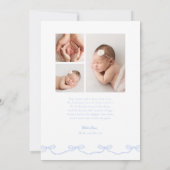 Faire-part Preppy Stripe Bow Photo Birth Announcement (Dos)