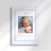 Faire-part Preppy Stripe Monogram Photo Birth Announcement