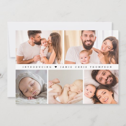 Faire-part Présentation Baby Custom Family Photo Collage Merc (Devant)