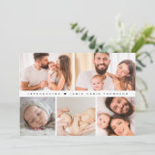 Faire-part Présentation Baby Custom Family Photo Collage Merc (Debout devant)