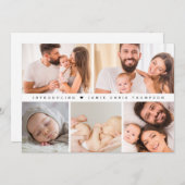 Faire-part Présentation Baby Custom Family Photo Collage Merc (Devant / Derrière)