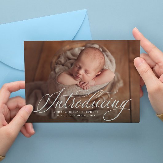 Faire-part Présentation de bébé une photo élégante bleu naiss