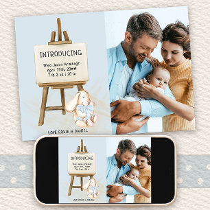 Faire-part Présentation de Easel & Bunny Photo Naissance Bébé
