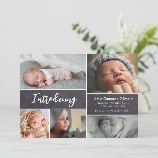 Faire-part Présentation de Handlettering script Baby photos s (Debout devant)